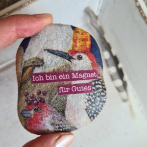 vogel stein als magnet für gutes
