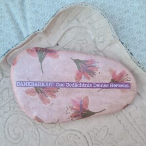 Rosa Stein mit Dankbarkeit Spruch