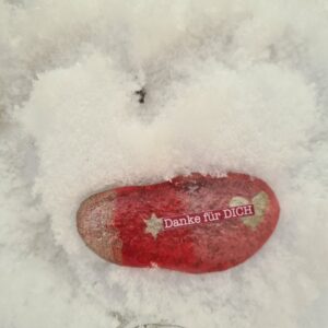 Danke für Dich Stein im Schnee
